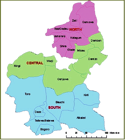 Map of Bauchi State with details