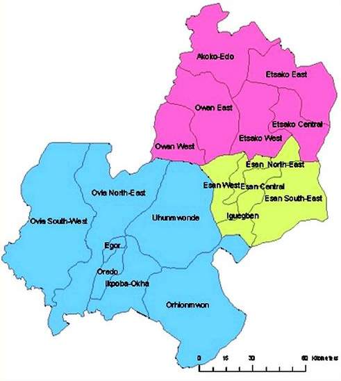 Map of Edo State with details