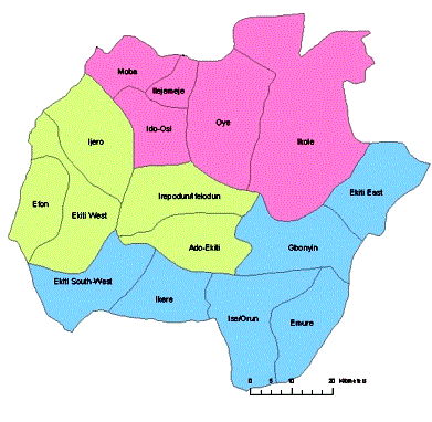 Map of Ekiti State with details