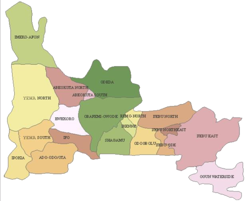 Map of Ogun State with details