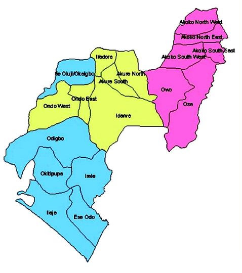 Map of Ondo State with details