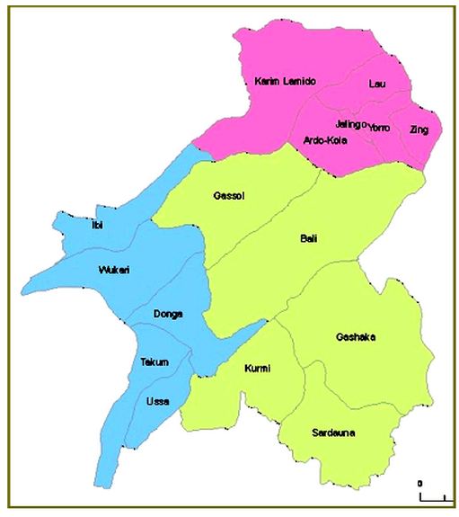 Map of Taraba State with details