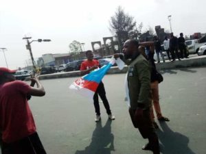 Some youths in Imo state that tears down Emeka Ihedioha billboard 