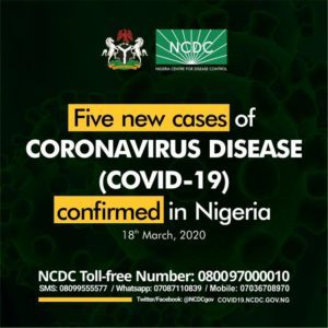 Five New Case of Coronavirus in Nigeria