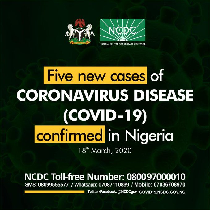 Breaking: Five New Cases of COVID-19 Infection Announced in Nigeria