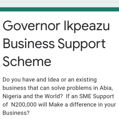 Governor Ikpeazu Business Support Scheme Online Application (2nd Phase)