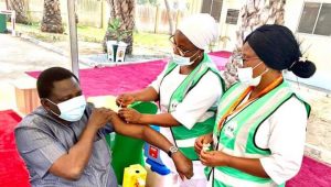 Femi Adesina Receives First Dose of COVID-19 Astrazeneca Vaccine Today in Abuja 