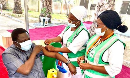 Femi Adesina Receives First Dose of COVID-19 Astrazeneca Vaccine Today in Abuja