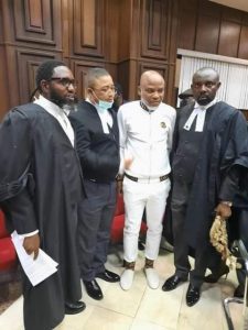 Mazi Nnamdi Kanu and His Lawyers as he appeared in Court on October 21, 2021 for his trial