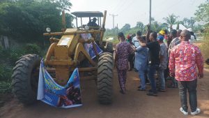 Tractor at the grading and flagging off site