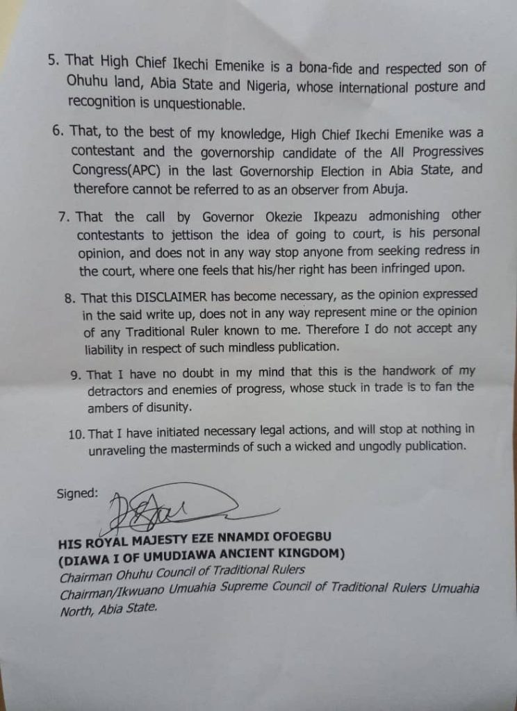 HRM Eze Ofoegbu Disclaimer Letter Page 2